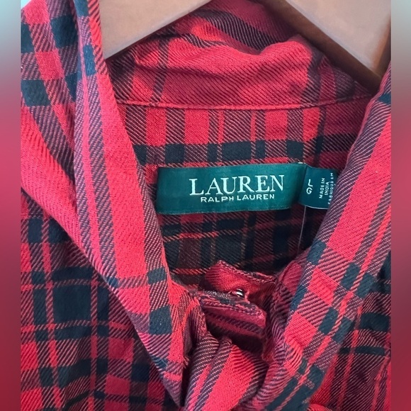 Lauren Ralph Lauren Red Klaryce Plaid Button-Down Blouse Size L NWT - Picture 6 of 16
